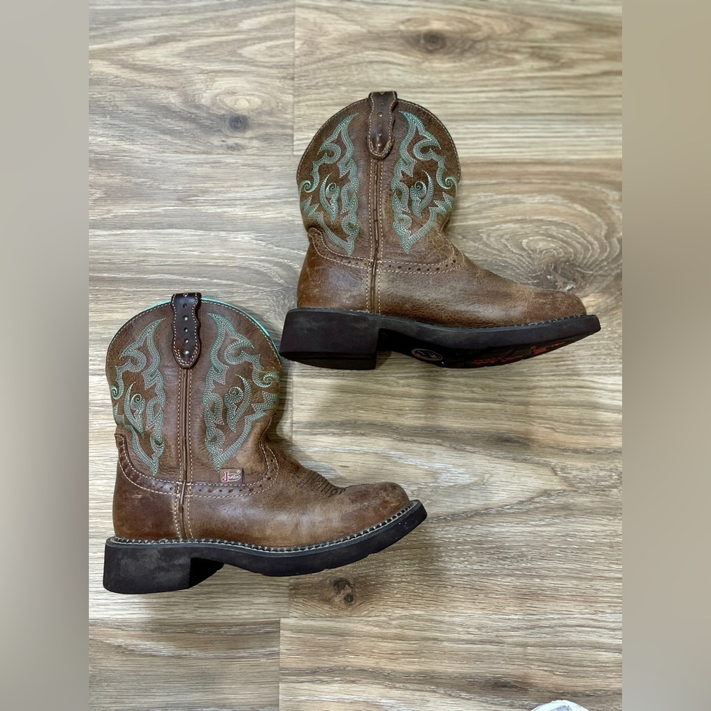 Justin Gypsy L9606 Women's Size 6.5 B Brown Teal Leather Cowboy Western Boots